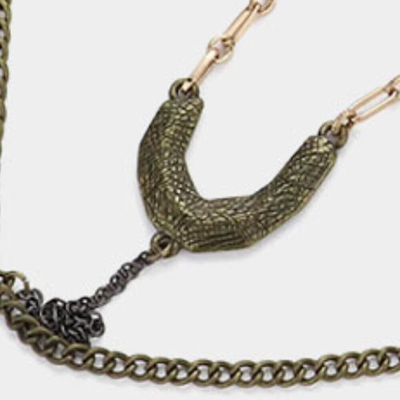 NEW Bohemian Quartz Gold Burnished Double Layer Necklace Set - Picture 4 of 5